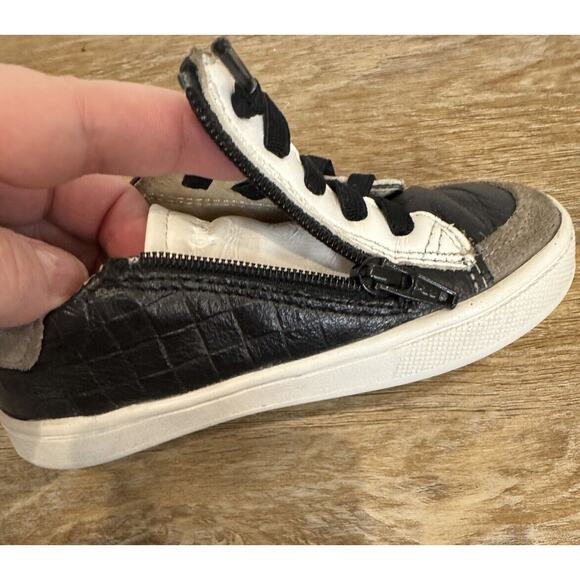 Old Soles Toddler Boys Leather Black White Zipper Stretch Lace Sneaker Sz 8 US - Picture 7 of 10